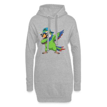 Cool Dabbing Parrot Sonnenbrille Cartoon-Kunst - Hoodie-Kleid - Grau meliert - Vorne
