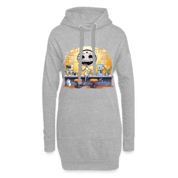 Dessin animé Barista Robot Café - Sweat-shirt à capuche long Femme - gris chiné - Devant