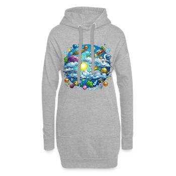 Wolkenkosmos Fantasiewelt - Hoodie-Kleid - Grau meliert - Vorne