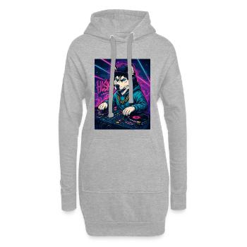 Husky DJ – Cadeau du club urbain de streetwear - Sweat-shirt à capuche long Femme - gris chiné - Devant