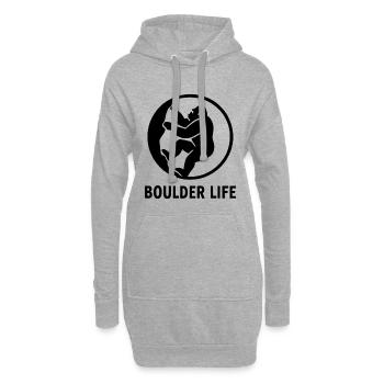 Boulder Life – Minimalistischer Gorilla Badge - Hoodie-Kleid - Grau meliert - Vorne