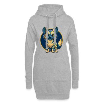 Aardwolf Kawaii Maskottchen Cartoon Clipart Logo Abzeichen - Hoodie-Kleid - Grau meliert - Vorne