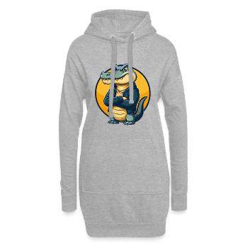 Alligator Kawaii Maskottchen Cartoon Clipart Logo Abzeichen - Hoodie-Kleid - Grau meliert - Vorne