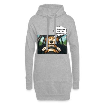 Cartoon-Hund am Steuer, Fahranfänger - Hoodie-Kleid - Grau meliert - Vorne