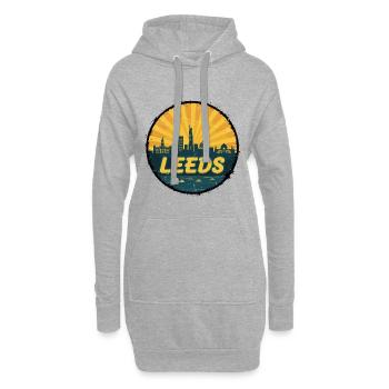 Leeds City Skyline Retro Sunset Badge - Sweat-shirt à capuche long Femme - gris chiné - Devant