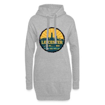 Leicester City Skyline Retro Sunset Abzeichen - Hoodie-Kleid - Grau meliert - Vorne