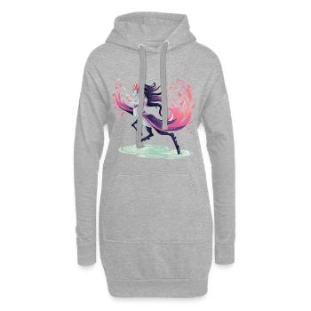 Blüten-Einhorn Tanz - Hoodie-Kleid - Grau meliert - Vorne