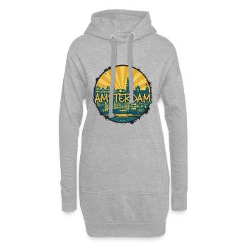 Emblème rétro vintage de la skyline de la ville d’Amsterdam - Sweat-shirt à capuche long Femme - gris chiné - Devant