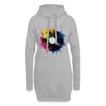 Schallplatte - Hoodie-Kleid - Grau meliert - Vorne