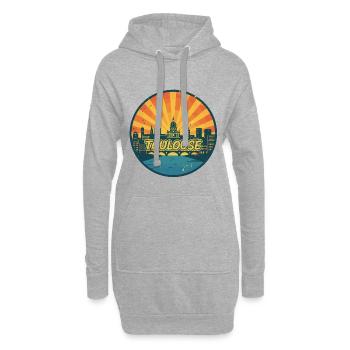 Toulouse City Skyline Pink City Retro Abzeichenkunst - Hoodie-Kleid - Grau meliert - Vorne