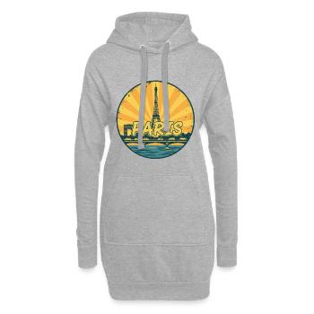 Insigne rétro du coucher de soleil de la Skyline de la tour Paris City - Sweat-shirt à capuche long Femme - gris chiné - Devant