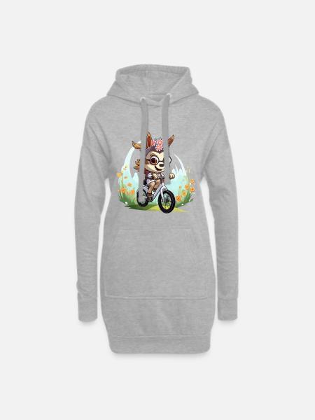 Cerf en couronne florale à vélo - Sweat-shirt à capuche long Femme - gris chiné
