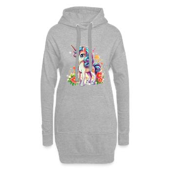 Blossom magic unicorn in spring - Hoodie Dress - heather grey - Front