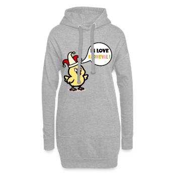 Küken Kostüm - Ei Karneval - Hoodie-Kleid - Grau meliert - Vorne