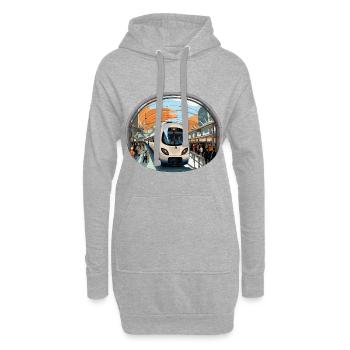 Zug am Orangendrahtbahnhof - Hoodie-Kleid - Grau meliert - Vorne