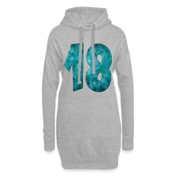 Zahl Achtzehn - 18. Geburtstag - Hoodie-Kleid - Grau meliert - Vorne