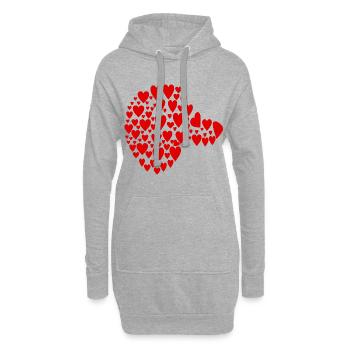 Dackel Hunde - Kopf Herz - Hoodie-Kleid - Grau meliert - Vorne