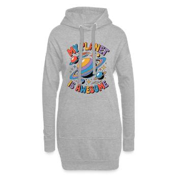 Ma planète est géniale - Sweat-shirt à capuche long Femme - gris chiné - Devant