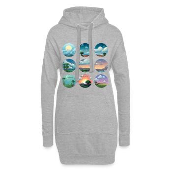 Kreislandschaften der Sonne - Hoodie-Kleid - Grau meliert - Vorne