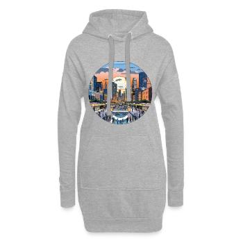 Sonnenuntergang über der Skyline - Hoodie-Kleid - Grau meliert - Vorne