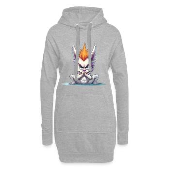 Angry Mohawk Bunny - Hoodie Dress - heather grey - Front