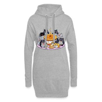 Kawaii Panda Pizza Fest - Sweat-shirt à capuche long Femme - gris chiné - Devant