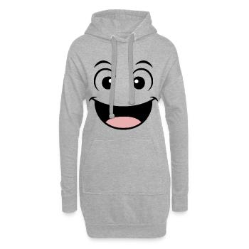 Gute Laune Gesicht - Hoodie-Kleid - Grau meliert - Vorne