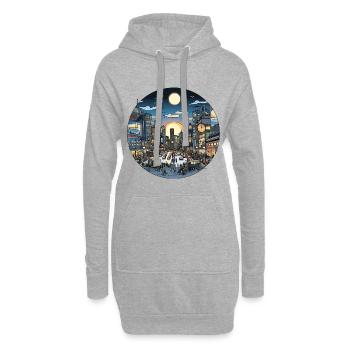Stadtlicht Abendverkehr - Hoodie-Kleid - Grau meliert - Vorne