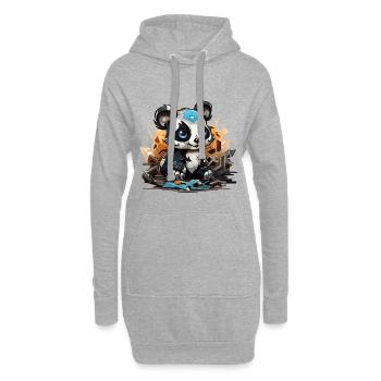 Panda Bauklotz Charm - Hoodie-Kleid - Grau meliert - Vorne