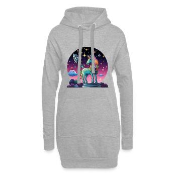 Sternen-Unicorn mit Teleskop - Hoodie-Kleid - Grau meliert - Vorne