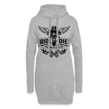 Ride or Die – Motorradclub - Hoodie-Kleid - Grau meliert - Vorne