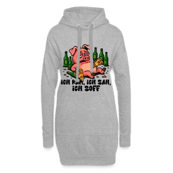 Ich kam, ich sah, ich soff – Lustiges Bier Shirt - Hoodie-Kleid - Grau meliert - Vorne