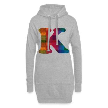 Buchstabe K - Hoodie-Kleid - Grau meliert - Vorne