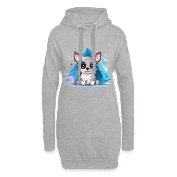 Kristallhündchen im Eisstil - Hoodie-Kleid - Grau meliert - Vorne