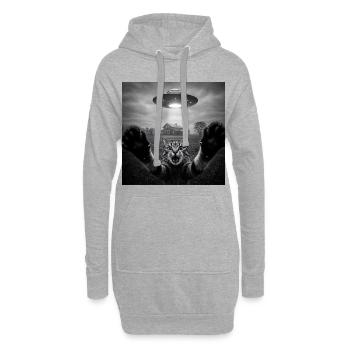 Lustiges UFO Weltraum Katze Alien Design - Hoodie-Kleid - Grau meliert - Vorne