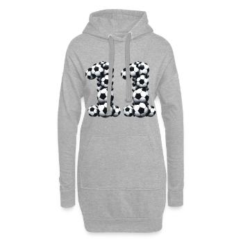 11 Le football - Sweat-shirt à capuche long Femme - gris chiné - Devant