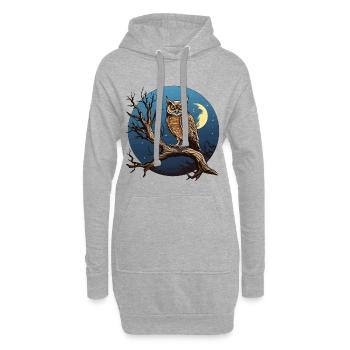 Nachtmond-Eule im Rundkreis - Hoodie-Kleid - Grau meliert - Vorne