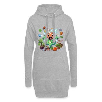 Super-héroïne plante joyeuse - Sweat-shirt à capuche long Femme - gris chiné - Devant