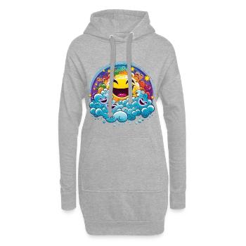 Lachende Sonne in bunten Wolken - Hoodie-Kleid - Grau meliert - Vorne