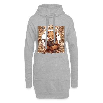 Lesender Bär – Süßes Design für Bücherliebhaber - Hoodie-Kleid - Grau meliert - Vorne