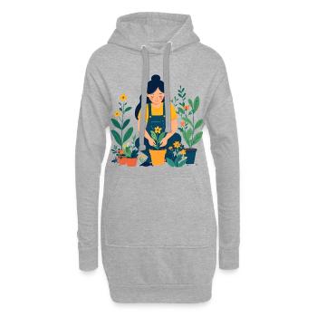 Gärtnerin im Blumengarten Hobbygärtnerin Motiv - Hoodie-Kleid - Grau meliert - Vorne