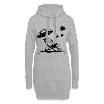 Se détendre sur une chaise longue sur la plage - Sweat-shirt à capuche long Femme - gris chiné - Devant