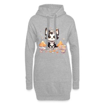 Chibi-Hundewelpe Diamantenschatz - Hoodie-Kleid - Grau meliert - Vorne