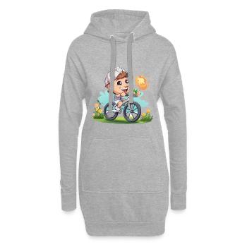 Aventure de la Roue en Fleurs : Enfant à vélo - Sweat-shirt à capuche long Femme - gris chiné - Devant