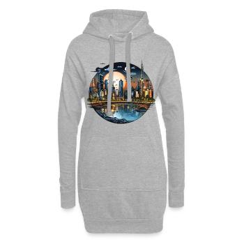 Abendsonnenstadt Skyline CirkelDesign - Hoodie-Kleid - Grau meliert - Vorne