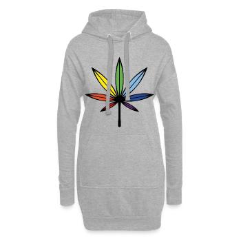 Cannabis / Marihuana / Hanf (Outline / Rainbow) - Hoodie-Kleid - Grau meliert - Vorne
