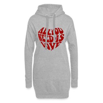 All You Need is Love - Hoodie-Kleid - Grau meliert - Vorne
