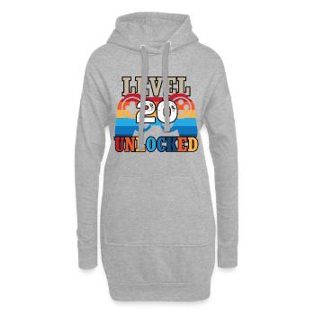 Level 20 Unlocked - Hoodie-Kleid - Grau meliert - Vorne