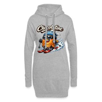 Chocolatine ski - Sweat-shirt à capuche long Femme - gris chiné - Devant