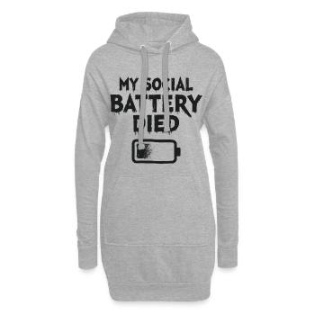 My Social Battery Died Introvertiert Statement - Hoodie-Kleid - Grau meliert - Vorne
